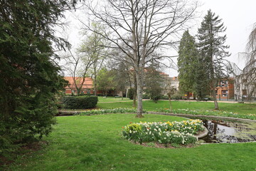 Le jardin Emmanuel Chabrier, parc public, ville de Ambert, département du Puy de Dôme, France
