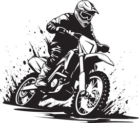 Dirt Bike Hero Rider Vector Logo Icon Dirt Track Dominator Vector Logo Design for Bike Riders