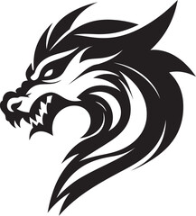 Fantasy Dragon Ink Cartoon Head Tattoo Vector Logo Design Whimsical Dragon Ink Cartoon Head Tattoo Vector Logo Design