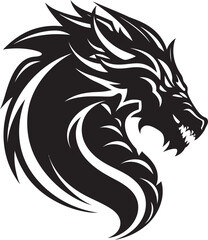 Dynamic Dragon Majesty Cartoon Head Tattoo Vector Logo Design Mystical Dragon Ink Cartoon Tattoo Vector Logo Icon