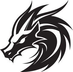 Playful Dragon Ink Cartoon Head Tattoo Vector Logo Icon Bold Dragon Illustration Cartoon Tattoo Vector Logo Design