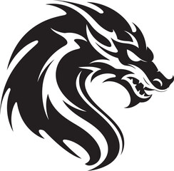Fiery Dragon Profile Cartoon Head Tattoo Vector Logo Design Legendary Dragon Ink Cartoon Tattoo Vector Logo Icon