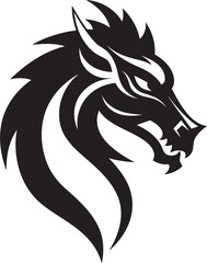 Mysterious Dragon Emblem Cartoon Head Tattoo Vector Logo Design Playful Dragon Majesty Cartoon Tattoo Vector Logo Icon