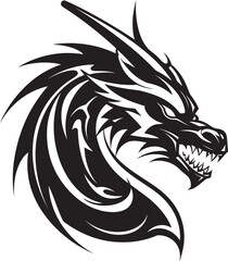 Fantasy Dragon Majesty Cartoon Tattoo Vector Logo Icon Majestic Dragon Profile Cartoon Head Tattoo Vector Logo Design