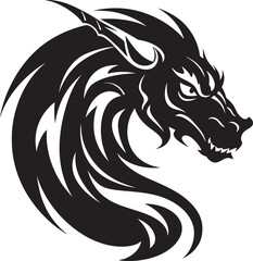 Whimsical Dragon Ink Cartoon Tattoo Vector Logo Icon Dynamic Dragon Majesty Cartoon Head Tattoo Vector Logo Design