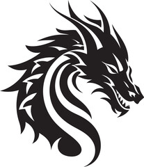 Vibrant Dragon Emblem Cartoon Head Tattoo Vector Logo Design Fiery Dragon Design Cartoon Tattoo Vector Logo Icon