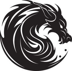 Fiery Dragon Design Cartoon Tattoo Vector Logo Icon Legendary Dragon Majesty Cartoon Head Tattoo Vector Logo Design