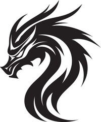 Fantasy Dragon Ink Cartoon Tattoo Vector Logo Icon Majestic Dragon Majesty Cartoon Head Tattoo Vector Logo Design