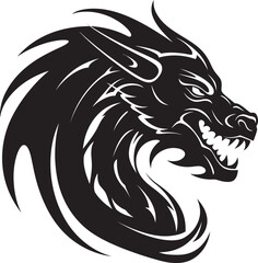 Mystical Dragon Majesty Cartoon Tattoo Vector Logo Icon Whimsical Dragon Ink Cartoon Head Tattoo Vector Logo