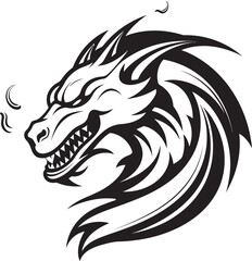 Vibrant Dragon Art Cartoon Head Tattoo Vector Logo Design Bold Dragon Profile Cartoon Tattoo Vector Logo Icon