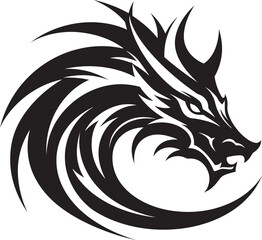 Majestic Dragon Portrait Cartoon Tattoo Vector Logo Design Legendary Dragon Majesty Cartoon Head Tattoo Vector Logo Icon