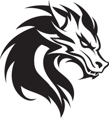 Dynamic Dragon Illustration Cartoon Tattoo Vector Logo Design Enigmatic Dragon Profile Cartoon Head Tattoo Vector Logo Icon