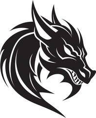 Fiery Dragon Majesty Cartoon Head Tattoo Vector Logo Design Majestic Dragon Profile Cartoon Tattoo Vector Logo Icon