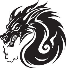 Majestic Dragon Profile Cartoon Tattoo Vector Logo Icon Enigmatic Dragon Majesty Cartoon Head Tattoo Vector Logo Design