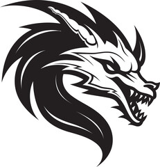 Mysterious Dragon Art Cartoon Head Tattoo Vector Logo Design Dynamic Dragon Majesty Cartoon Tattoo Vector Logo Icon