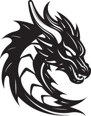 Vibrant Dragon Portrait Cartoon Head Tattoo Vector Logo Design Mystical Dragon Ink Cartoon Tattoo Vector Logo Icon