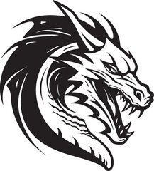 Whimsical Dragon Illustration Cartoon Head Tattoo Vector Logo Design Fiery Dragon Profile Cartoon Tattoo Vector Logo Icon