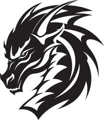 Vibrant Dragon Profile Cartoon Head Tattoo Vector Logo Design Fierce Dragon Portrait Cartoon Tattoo Vector Logo Icon