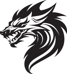 Enchanting Dragon Ink Cartoon Head Tattoo Vector Logo Design Majestic Dragon Portrait Cartoon Tattoo Vector Logo Icon