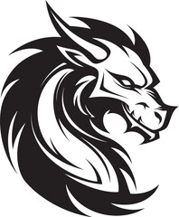 Playful Dragon Ink Cartoon Head Tattoo Vector Logo Design Bold Dragon Profile Cartoon Head Tattoo Vector Logo Icon