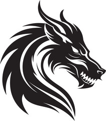 Bold Dragon Profile Cartoon Head Tattoo Vector Logo Icon Fantasy Dragon Majesty Cartoon Head Tattoo Vector Logo Design