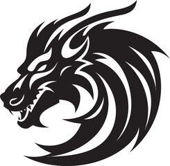 Mystical Dragon Majesty Cartoon Head Tattoo Vector Logo Design Whimsical Dragon Illustration Cartoon Tattoo Vector Logo Icon