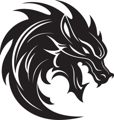 Whimsical Dragon Illustration Cartoon Tattoo Vector Logo Icon Playful Dragon Art Cartoon Head Tattoo Vector Logo Design