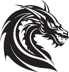 Bold Dragon Profile Cartoon Head Tattoo Vector Logo Icon Fantasy Dragon Ink Cartoon Head Tattoo Vector Logo Design