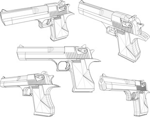 illustration sketch design vector drawing of small firearms for police
