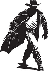 Stealthy Showdown Cartoon Masked Cowboy Robber Emblem Outlaw Oasis Cartoon Cowboy Robber Vector Logo