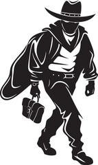 Lone Ranger Bandit Cartoon Masked Cowboy Robber Vector Logo Western Wiles Cartoon Cowboy Robber Icon Design
