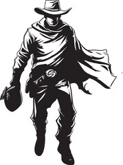 Wanted Cartoon Cowboy Robber Icon Design Desperado Delight Cartoon Masked Cowboy Robber Emblem