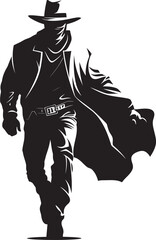 Western Wiles Cartoon Masked Cowboy Robber Vector Logo Wanted Poster Inspiration Cartoon Cowboy Robber Icon Design