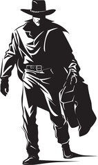 Dusty Trail Desperado Cartoon Cowboy Robber Emblem Western Whimsy Cartoon Masked Cowboy Robber Vector Logo