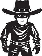 Hold Up Heroics Cartoon Cowboy Robber Icon Design Wild West Intrigue Cartoon Masked Cowboy Robber Emblem