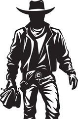 Dusty Trail Desperado Cartoon Cowboy Robber Vector Logo Sheriffs Nightmare Cartoon Masked Cowboy Robber Icon Design