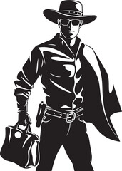 Outlaw Oasis Cartoon Cowboy Robber Emblem Western Wiles Cartoon Masked Cowboy Robber Vector Logo