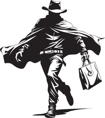 Hold Up Heroics Cartoon Cowboy Robber Vector Logo Outlaw Odyssey Cartoon Masked Cowboy Robber Icon Design