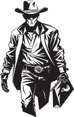 Wild West Whimsy Cartoon Masked Cowboy Robber Vector Logo Wanted Cartoon Cowboy Robber Icon Design
