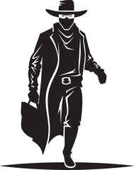 Dusty Trails and Booty Masked Cowboy Robber Vector Logo Design Bandits Badge Cartoon Masked Cowboy Robber Logo Icon