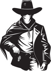 Outlaw Odyssey Cartoon Masked Cowboy Robber Logo Icon Western Wandering Cartoon Cowboy Robber Vector Logo