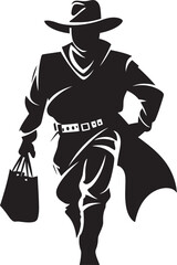 Showdown Chic Cartoon Cowboy Robber Vector Logo High Noon Heist Masked Cowboy Robber Vector Logo Design