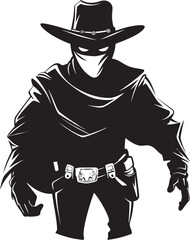 Frontier Fury Cartoon Cowboy Robber Vector Logo Dusty Trails and Booty Masked Cowboy Robber Vector Logo Design