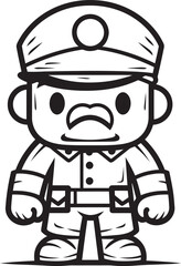 Playful Patrol Platoon Cartoon Soldier Vector Icon Whimsical Warfare Doodle Soldier Emblem