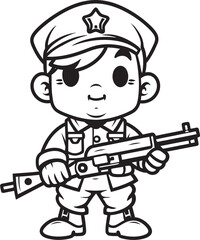 Artistic Army Cartoon Doodle Soldier Emblem Scribble Squad Doodle Soldier Logo Design