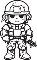 Playful Patrol Platoon Doodle Soldier Vector Icon Whimsical Warfare Cartoon Soldier Emblem
