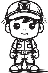 Artistic Avenger Alliance Cartoon Doodle Soldier Logo Design Playful Patriot Platoon Doodle Soldier Vector Icon