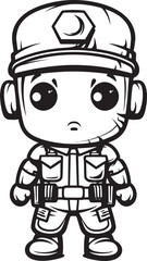 Whimsical Warfare Cartoon Soldier Emblem Bold Brushstroke Brigade Doodle Soldier Logo Design