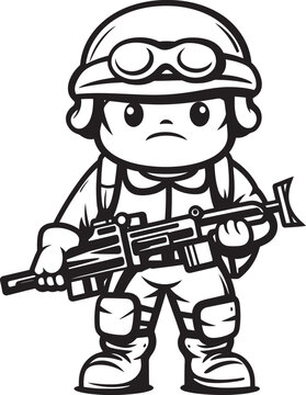 Heroic Hand Drawn Heroes Cartoon Doodle Soldier Vector Icon Courageous Cartoon Corps Doodle Soldier Emblem