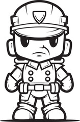 Artistic Avenger Alliance Cartoon Doodle Soldier Logo Design Playful Patriot Platoon Doodle Soldier Vector Icon
